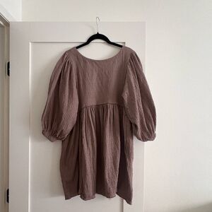 Free People Get Obsessed Babydoll Dress XS Caribou Beige